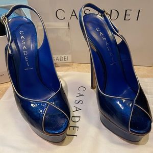 Royal blue and gold, Casadei super high heels